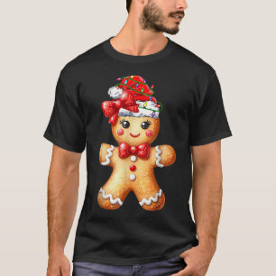 Frohe Weihnachten Gingerbread Santa Pajamas Girls T-Shirt