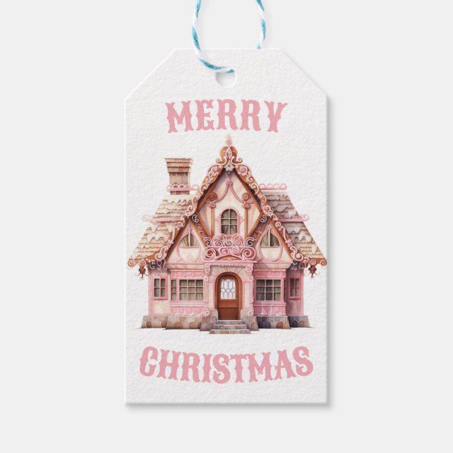 "Frohe Weihnachten" Gingerbread Weihnachten Geschenkanhänger (Vorderseite)