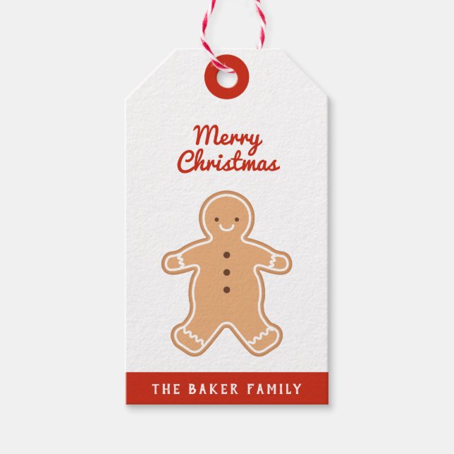 Frohe Weihnachten | Gingerbrot-Cookie-Geschenketik Geschenkanhänger (Vorderseite)