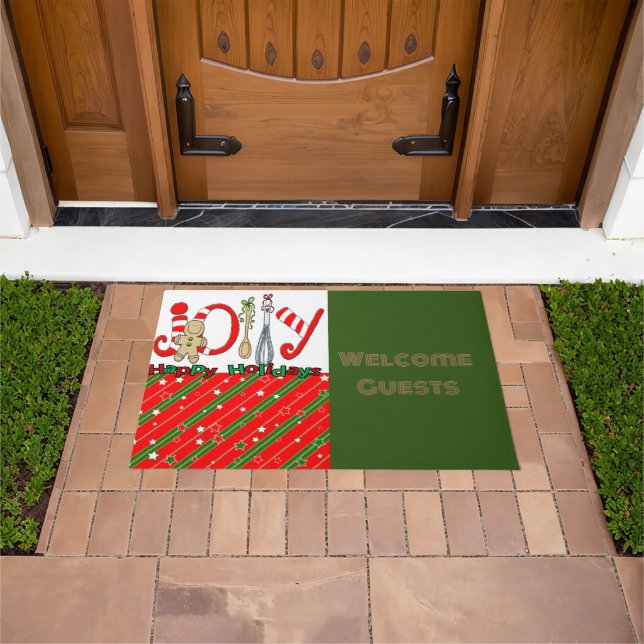 Frohe Weihnachten Gingerman Green Matt Doormat Fußmatte (Außenbereich)