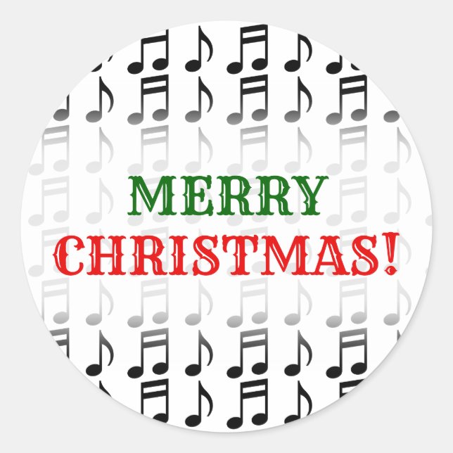 "Frohe Weihnachten!" + Gitter von Musikalischen No Runder Aufkleber (Vorderseite)