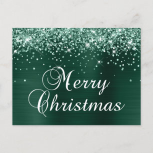 Frohe Weihnachten Glänzende Kiefer Grüne Folie
