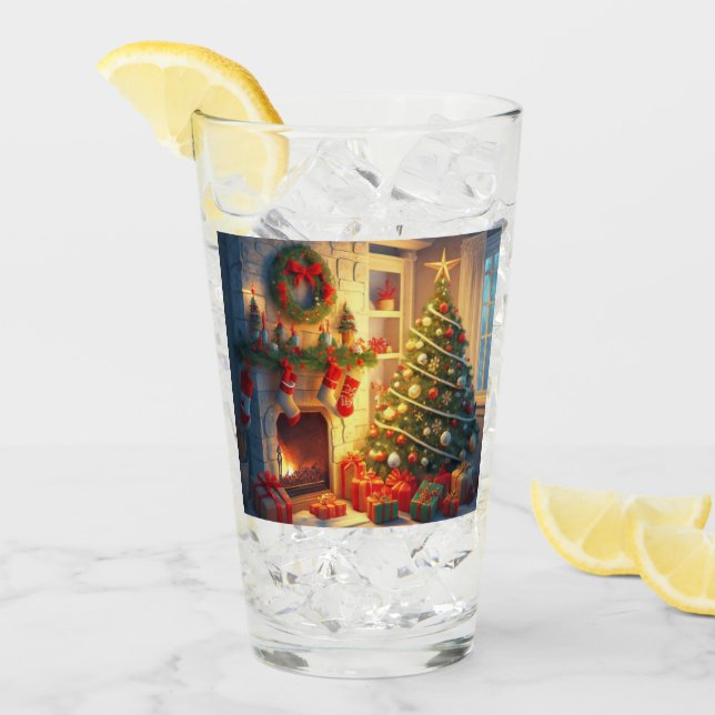 Frohe Weihnachten Glas (Vorderseite Ice)