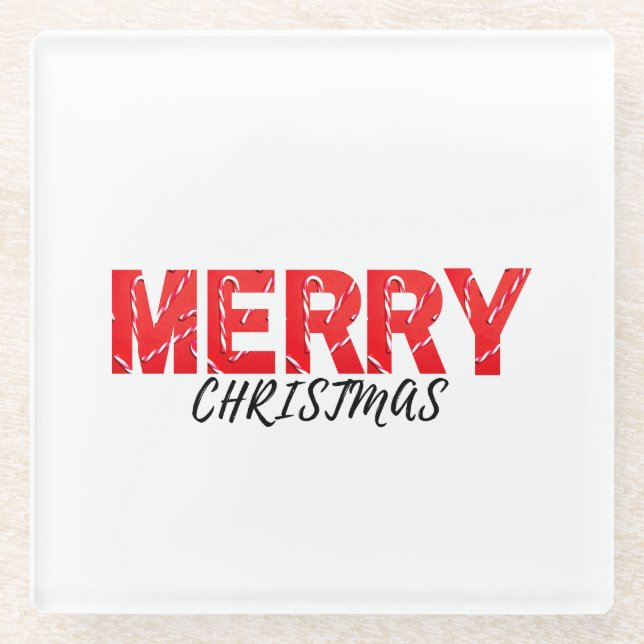 Frohe Weihnachten Glasuntersetzer (Vorderseite)