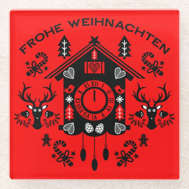 Frohe Weihnachten Glasuntersetzer (Vorderseite)
