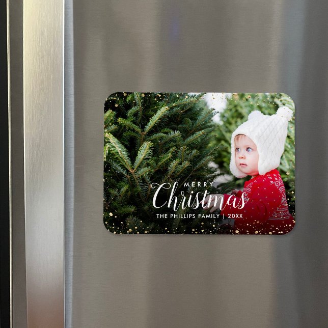 Frohe Weihnachten | Glitz Imitats Glitzer Foto Ove Magnet (Von Creator hochgeladen)