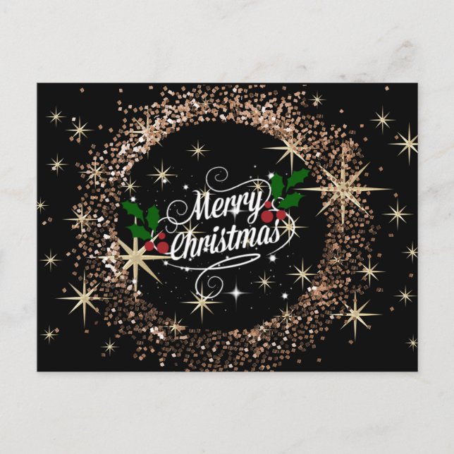 Frohe Weihnachten Glitzer und Glanz, Urlaubsplanun Postkarte (Vorderseite)