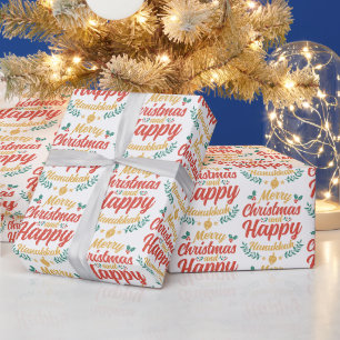 Frohe Weihnachten Glück Hanukkah Chrismukkah Geschenkpapier