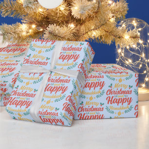 Frohe Weihnachten Glück Hanukkah Chrismukkah Geschenkpapier