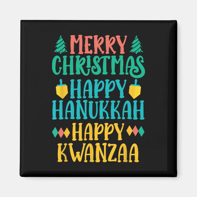 Frohe Weihnachten Glück Hanukkah Happy Kwanzaa 7 Magnet (Vorne)