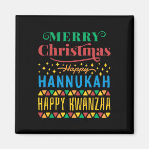 Frohe Weihnachten Glück Hanukkah Happy Kwanzaa 8 Magnet