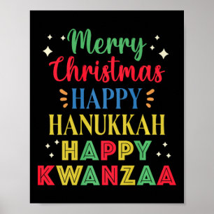 Frohe Weihnachten Glück Hanukkah Happy Kwanzaa 9 Poster