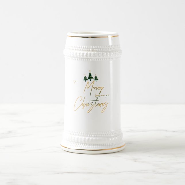 Frohe Weihnachten Glück im neuen Jahr 2024 Bierglas (Mittel)