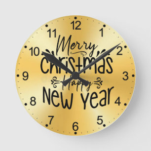 Frohe Weihnachten Glück im neuen Jahr-45910 Runde Wanduhr