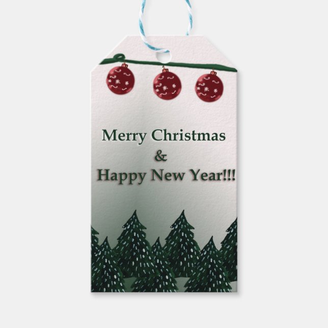 Frohe Weihnachten, Glück im neuen Jahr Geschenkanhänger (Vorderseite)
