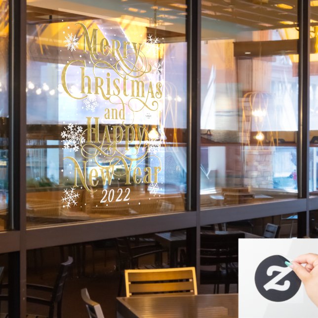  Frohe Weihnachten & Glück Neues Jahr 2022 Restaur Fensteraufkleber (Restaurantfenster)