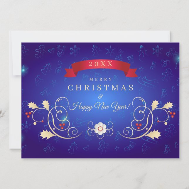 Frohe Weihnachten & Glück Neues Jahr! 20XX Blue Ca (Vorderseite)