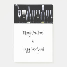 Frohe Weihnachten & Glück Neues Jahr, Champagner W Post-it Klebezettel