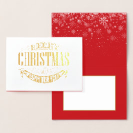 Frohe Weihnachten Glück Neues Jahr Elegant Gold Folienkarte
