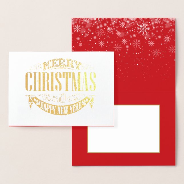 Frohe Weihnachten Glück Neues Jahr Elegant Gold Folienkarte (Anzeige)