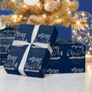 Frohe Weihnachten Glück Neues Jahr Elegant Silver  Geschenkpapier