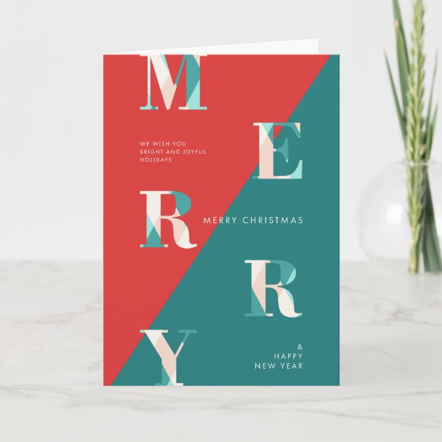 Frohe Weihnachten & Glück Neues Jahr Moderne Geome (Vorderseite)