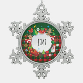 Frohe Weihnachten & Glück Neues Jahr! Schottland M Schneeflocken Zinn-Ornament
