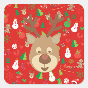 Frohe Weihnachten & Glück Neues Jahr! XMAS Quadratischer Aufkleber