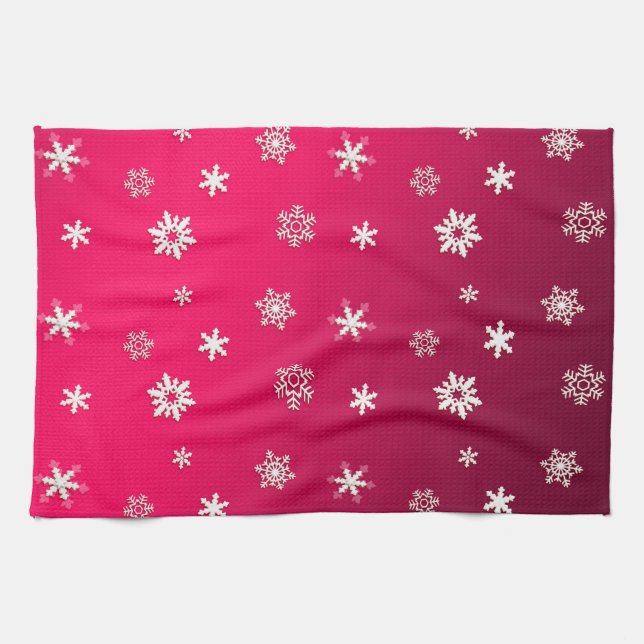 Frohe Weihnachten & Glück Neues Jahr! XMAS-Schnee  Geschirrtuch (Horizontal)