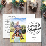 Frohe Weihnachten Glück Neujahr Briefmarke Familie Postkarte<br><div class="desc">Freuen Sie sich auf eine gemütliche Urlaubskarte mit einer fröhlichen Weihnachtsfeier und Ihrem individuellen Foto. Die Rückseite bietet Ihre eigenen Grüße, Namen und Notiz (oder löschen, um Platz für eine handschriftliche Notiz verlassen). Fügen Sie auch Ihre Rücksendeadresse auf die Rückseite. Feierlich und modern, aber einfach und klassisch - eine Karte,...</div>