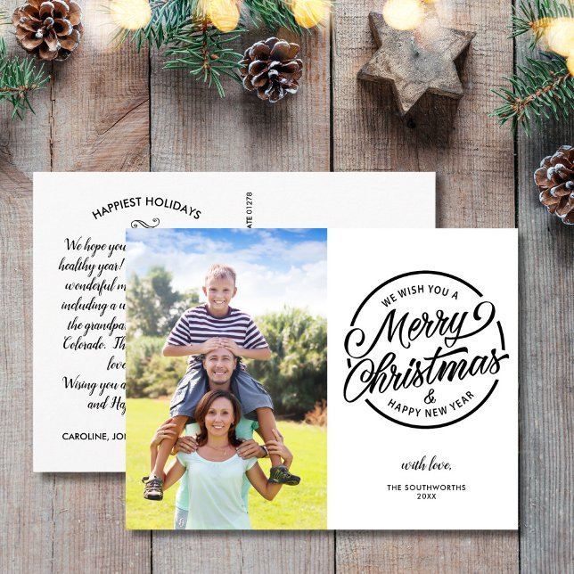 Frohe Weihnachten Glück Neujahr Briefmarke Familie Postkarte (Von Creator hochgeladen)