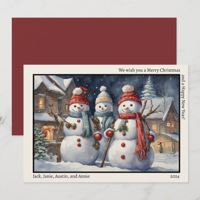 Frohe Weihnachten Glück Neujahr Drei glückliche Sc (Vorne/Hinten)