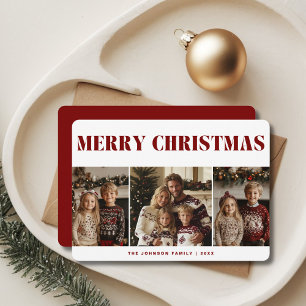 Frohe Weihnachten & Glück Neujahr Familie Foto Rot