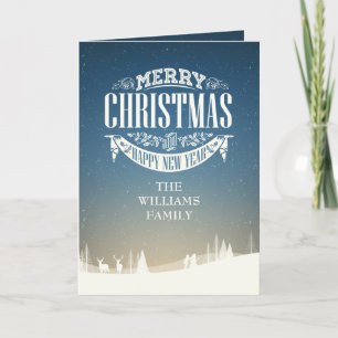 Frohe Weihnachten Glück Neujahr Familienname Karte