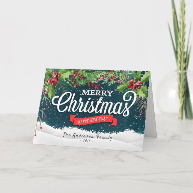 Frohe Weihnachten & Glück Neujahr Feiertage Grüße (Vorderseite)