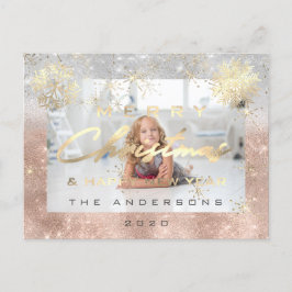 Frohe Weihnachten Glück Neujahr Gold Snow Foto Gra Postkarte