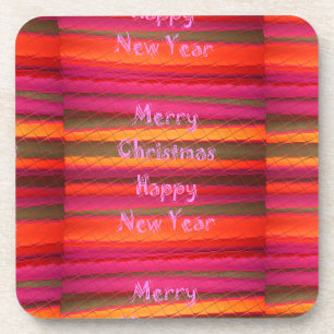 Frohe Weihnachten Glück Neujahr Leinwand Farbgesta Getränkeuntersetzer
