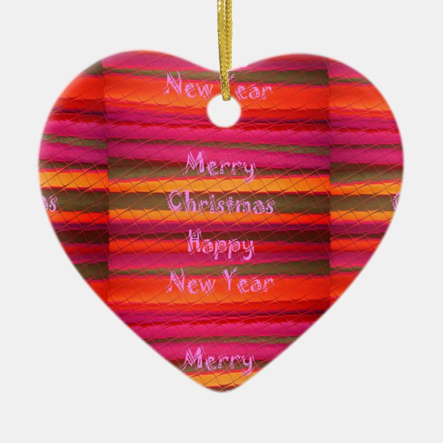 Frohe Weihnachten Glück Neujahr Leinwand Farbgesta Keramik Ornament (Vorne)