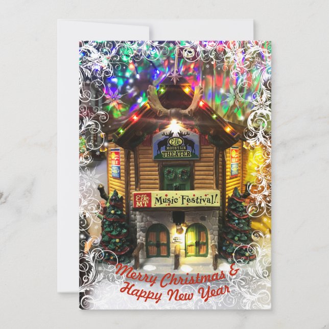 Frohe Weihnachten & Glück Neujahr Lemax House Card (Vorderseite)