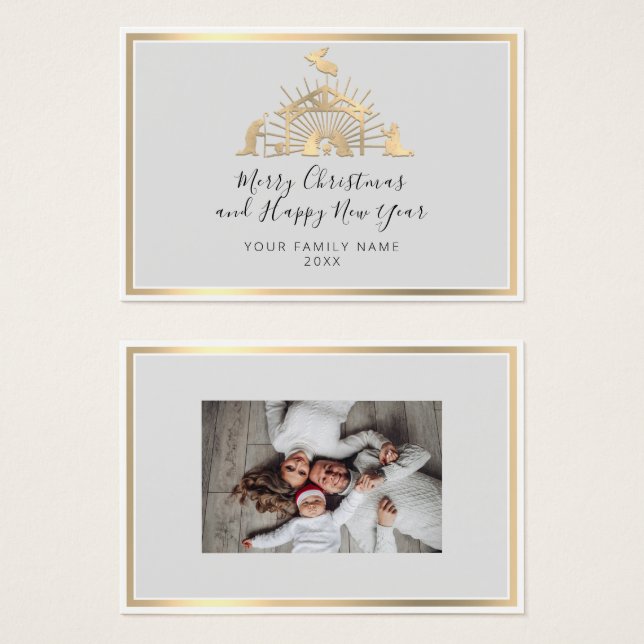 Frohe Weihnachten Glück Neujahr Name Custom Foto (Vorne & Hinten)