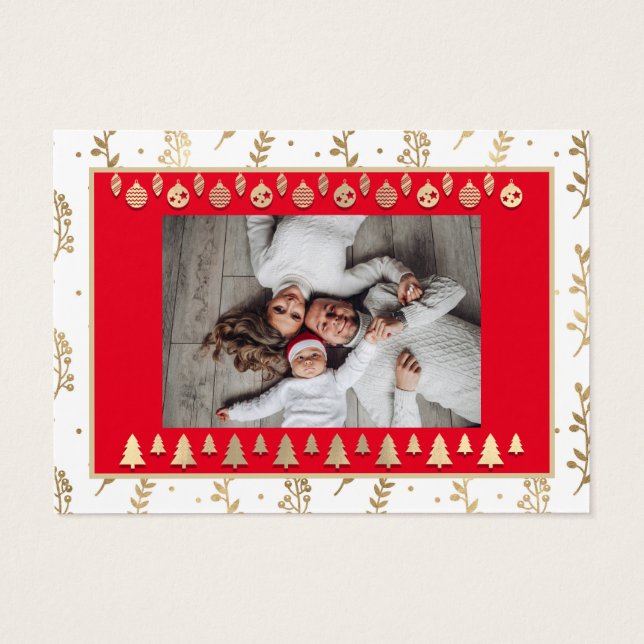 Frohe Weihnachten Glück Neujahr Name Red Frame Gol (Rückseite)