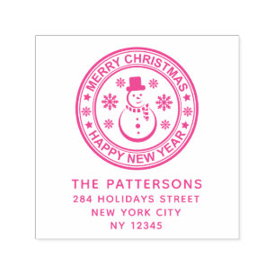 Frohe Weihnachten Glück Neujahr Name Rücksendeadre Permastempel