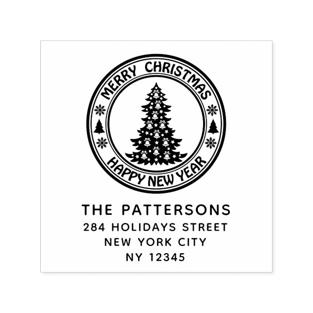 Frohe Weihnachten Glück Neujahr Name Rücksendeadre Permastempel (Design)