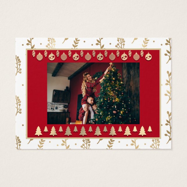 Frohe Weihnachten Glück Neujahr Name Rustic (Rückseite)