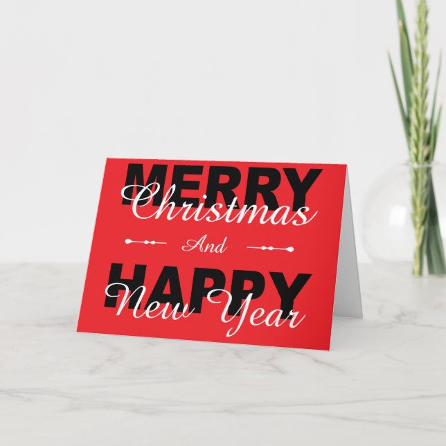 Frohe Weihnachten & Glück Neujahr Red Holiday Card (Vorderseite)