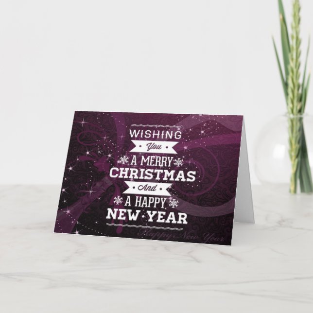 Frohe Weihnachten Glück Neujahr Retro Grußkarte (Vorderseite)