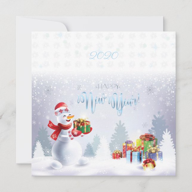 Frohe Weihnachten & Glück Neujahr Schneemann Vinta (Vorderseite)