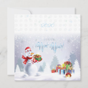 Frohe Weihnachten & Glück Neujahr Schneemann Vinta