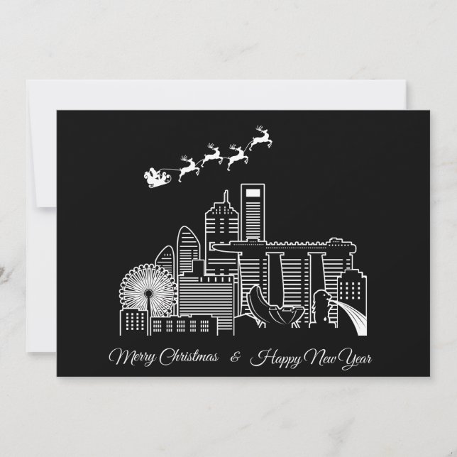 Frohe Weihnachten Glück Neujahr Singapur Stadt Einladung (Vorderseite)