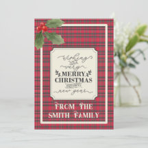 Frohe Weihnachten & Glück Neujahr Tartan Name
